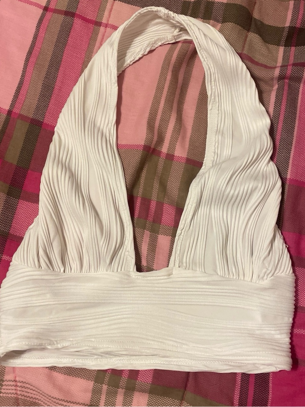 White halter neck crop top | S